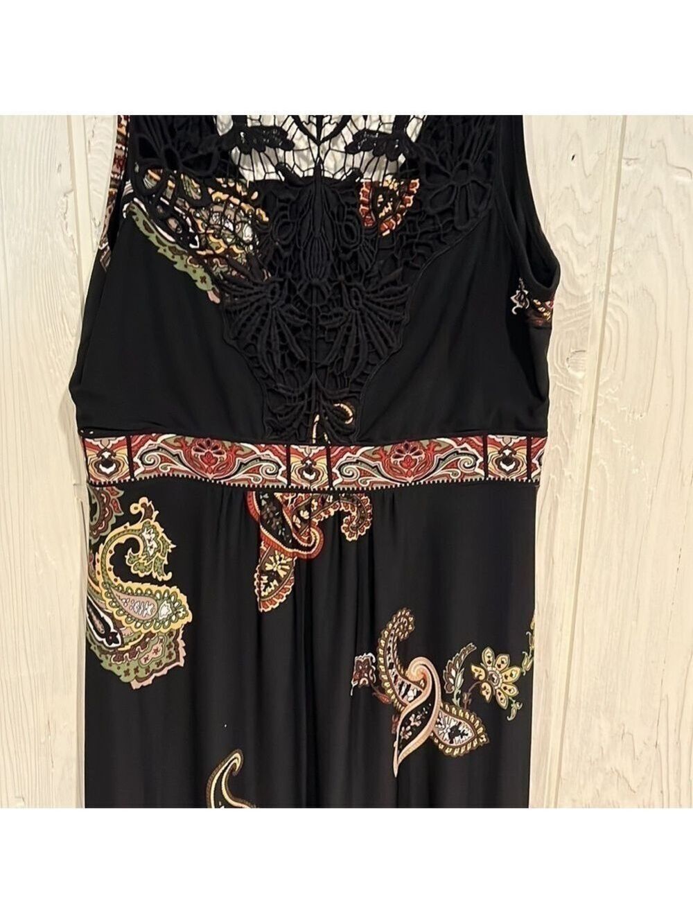 Sandra Darren Maxi Dress Crochet Back Size 12 - Picture 7 of 15